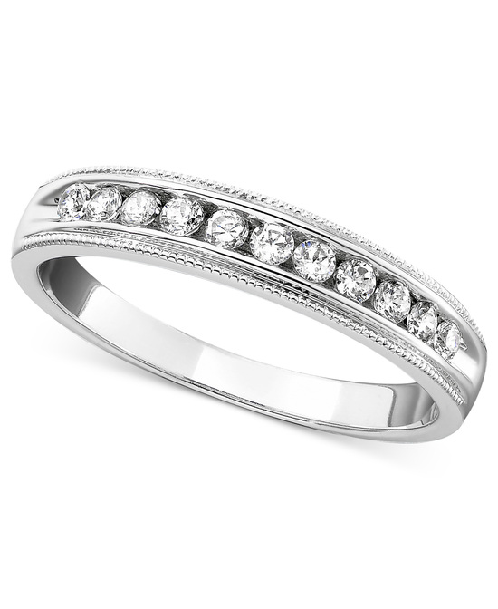 photo of White Gold Milgrain Edging Wedding Ring MGCB25W