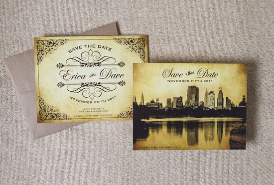 photo of Vintage filligree eco-friendly wedding save-the-date by Beyond Design