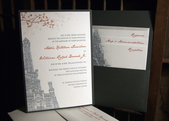 photo of Eco-friendly custom letterpress wedding invitation by Tweedle Press