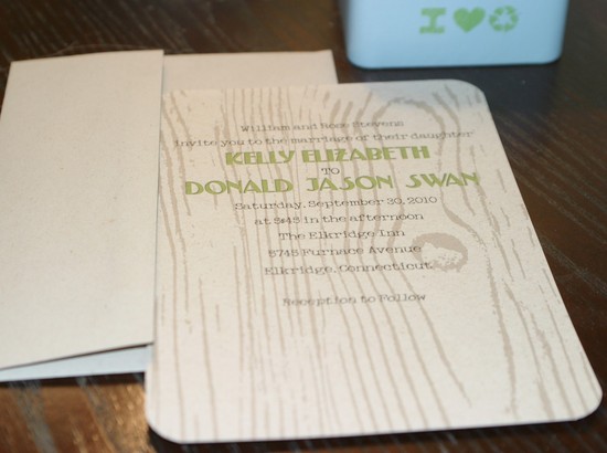 photo of Eco-friendly wood grain wedding invitations by Lauren Lowe Design