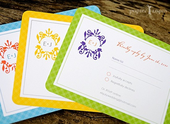 photo of Jolly Checker eco-friendly wedding invitation set by Papier Lapin