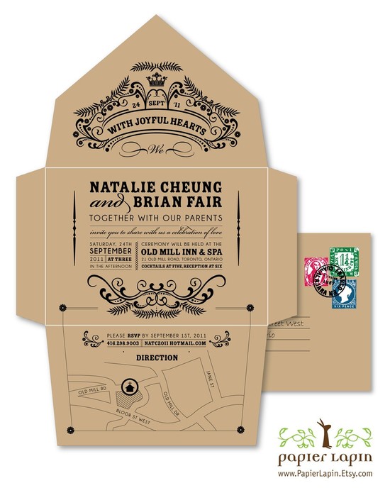 photo of Open Me Softly eco-friendly wedding invitation by Papier Lapin