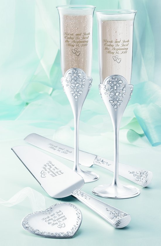 photo of Classic toasting flutes and wedding cake server set from Things Remembered