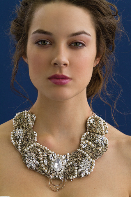 Multi-strand statement bridal necklace by Rivini's creative director