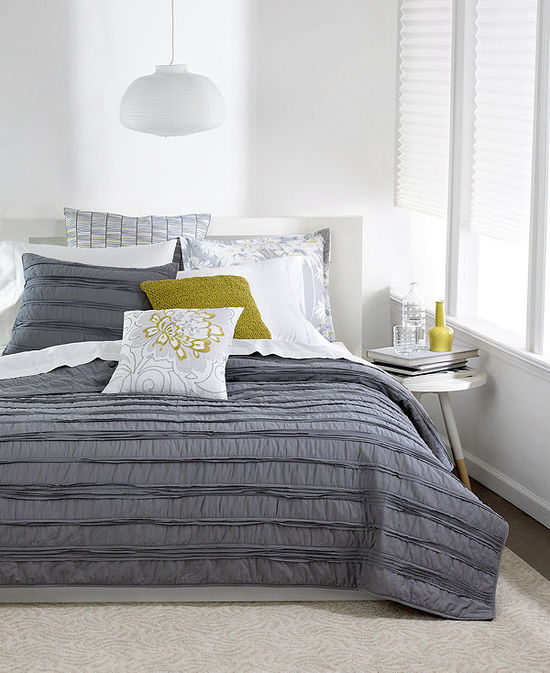 photo of Bar III Solid Grey Ruffled Coverlet Collection