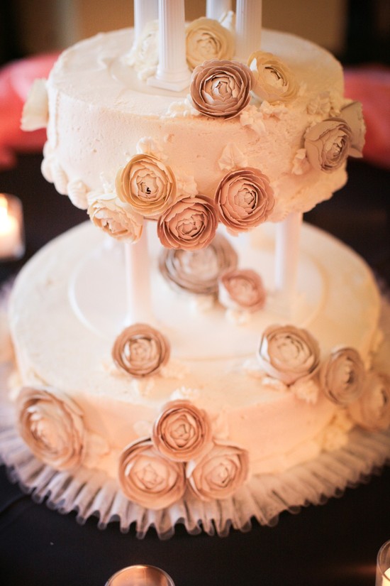 photo of Adorn your wedding cake with paper ranunculus!