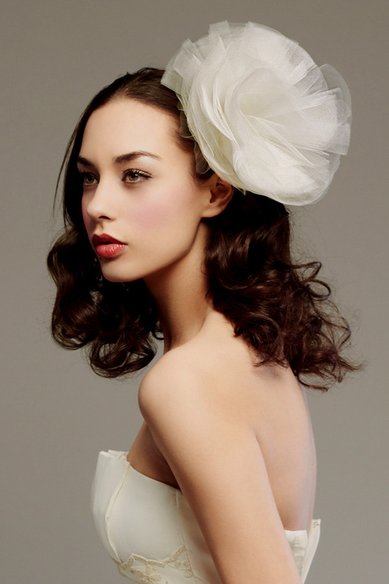 Dramatic oversized ivory silk hair flower to adorn your wedding hairstyle