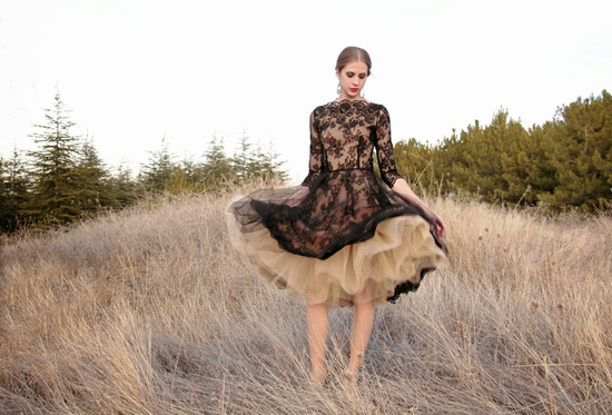 Black lace dress by Nelli Uzun