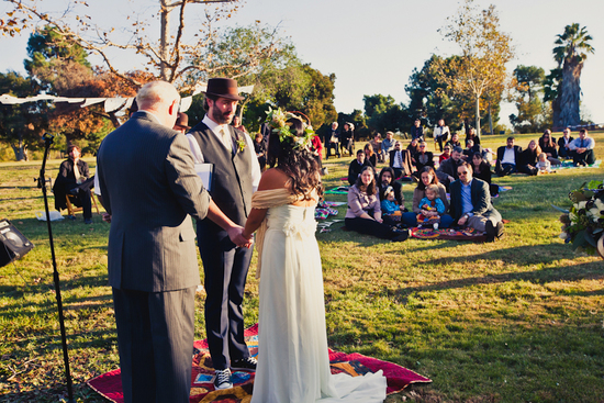 photo of Outdoor California Wedding: Bohemian Influences, Bob Dylan Cool