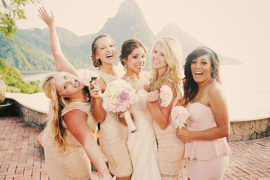 Blush bridesmaids dresses in St Lucia