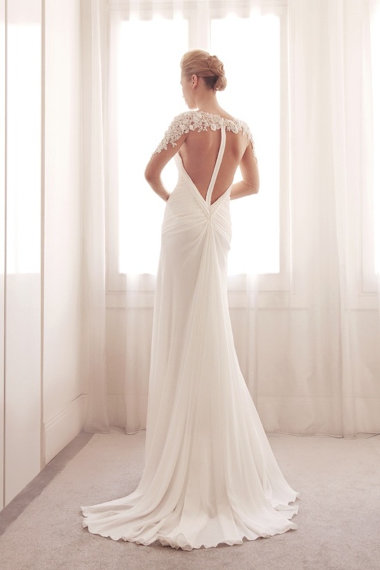 photo of Illusion wrap wedding gown by Gemy Bridal