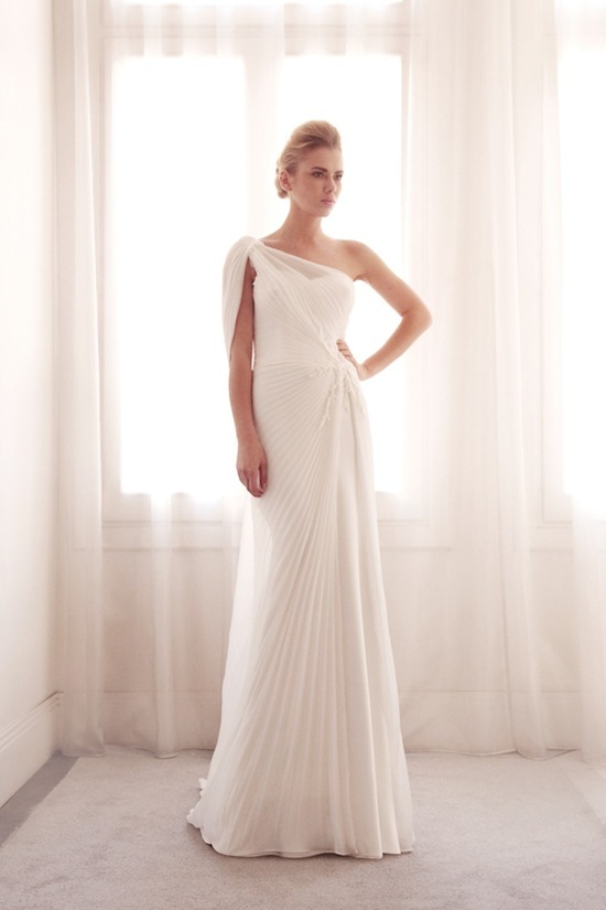 photo of Pleated wedding gown by Gemy Bridal