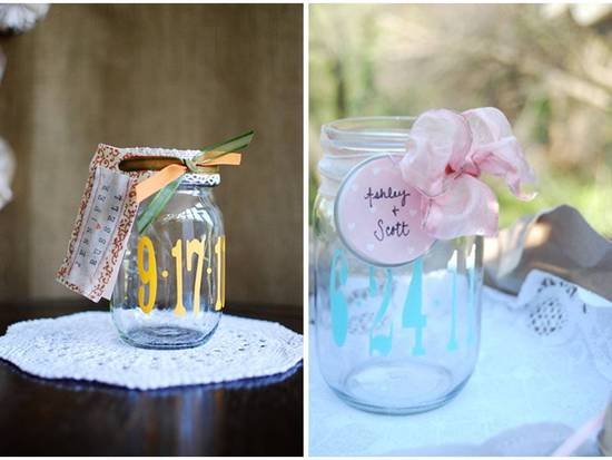 photo of Mason jar save-the-dates by L. Elise Designs