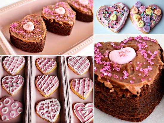 Yummy heart-shaped brownies and cookies for your Valentine's Day wedding