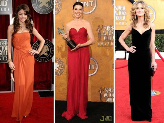 The modern column silhouette was the go-to gown shape for the 2011 SAG awards