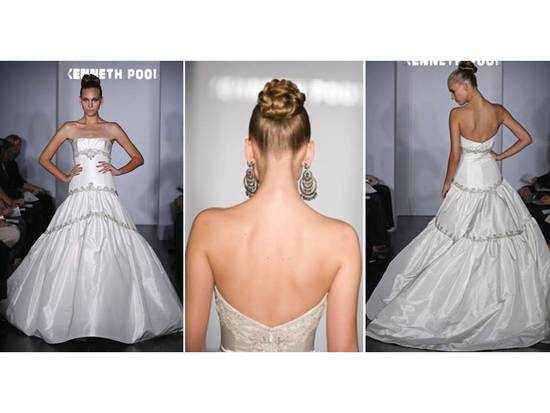 Sleek wedding hairstyle- high, braided chignon updo