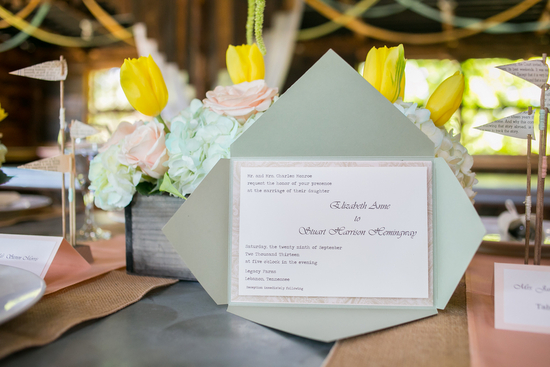 Pastel green wedding invitations