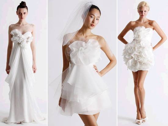 Romantic, flirty white wedding dresses and reception dresses by Marchesa