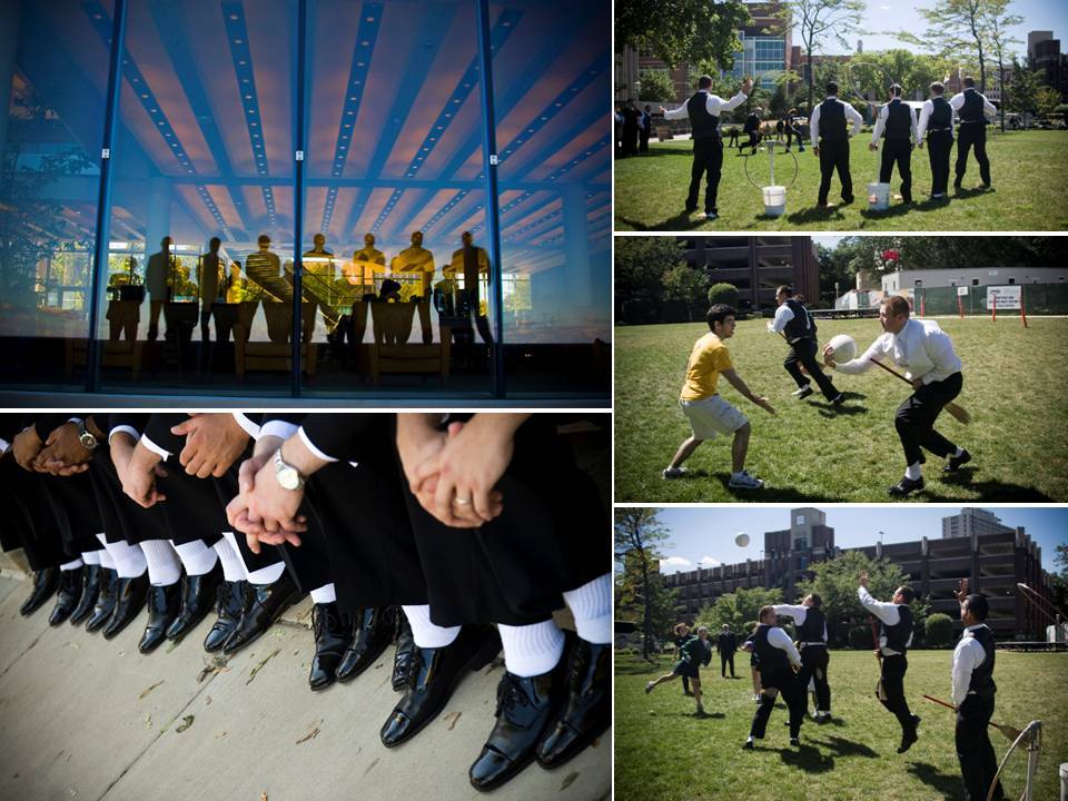 Summertime-wedding-in-chicago-groomsmen-wear-black-tuxedos-white-socks-play-outside.full