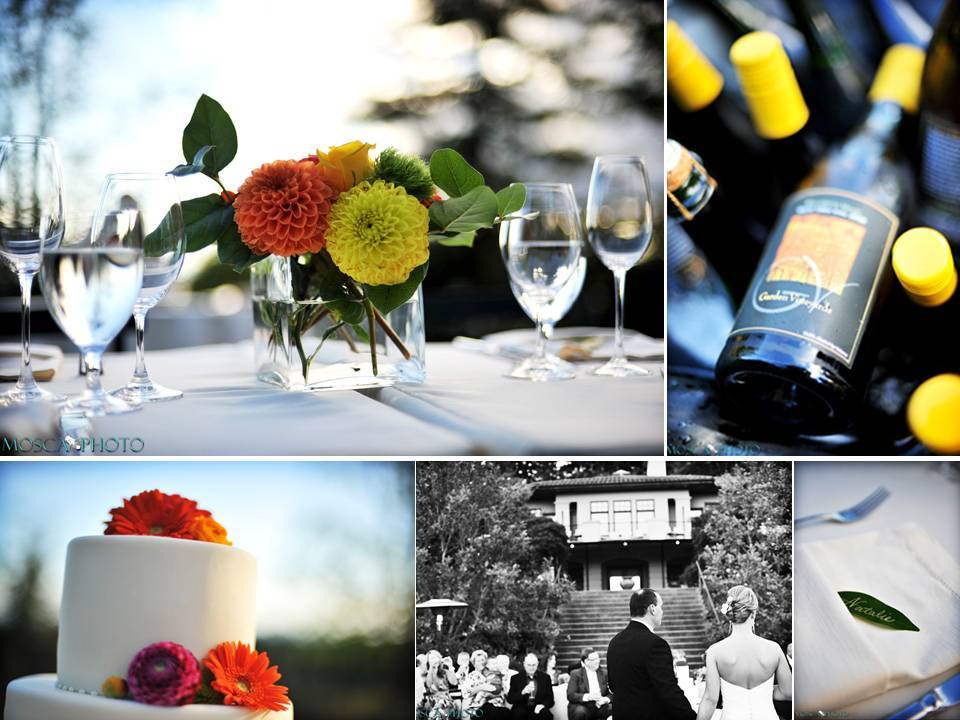 Outdoor-winery-wedding-portland-oregon-white-wedding-cake-orange-pink-gerbera-daisy-wedding-flowers.full