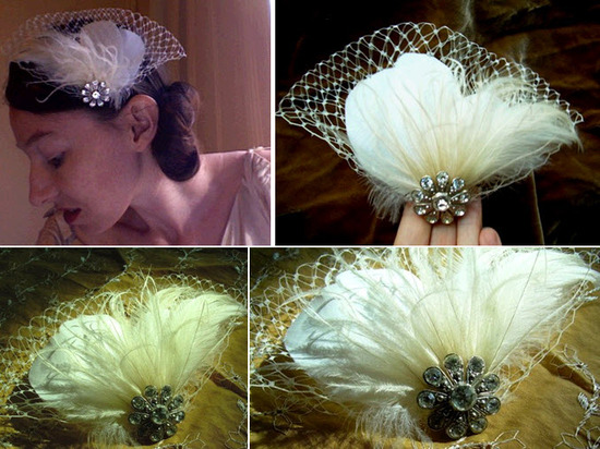 photo of Cruelty-free feather bridal headpiece