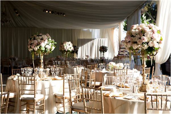 Luxe-wedding-reception-tent-high-topiaries-ivory-blush-pink-roses-gold-chairs.full