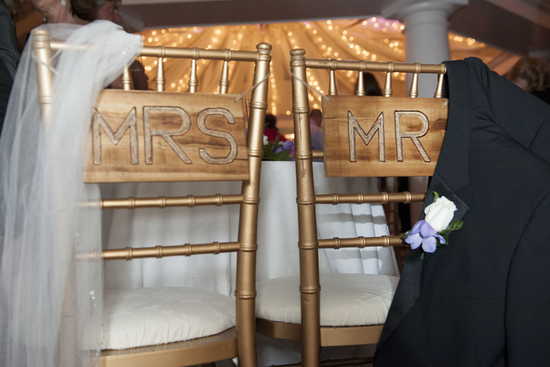 Rustic Mr and Mrs Wood Carved Chair Signs