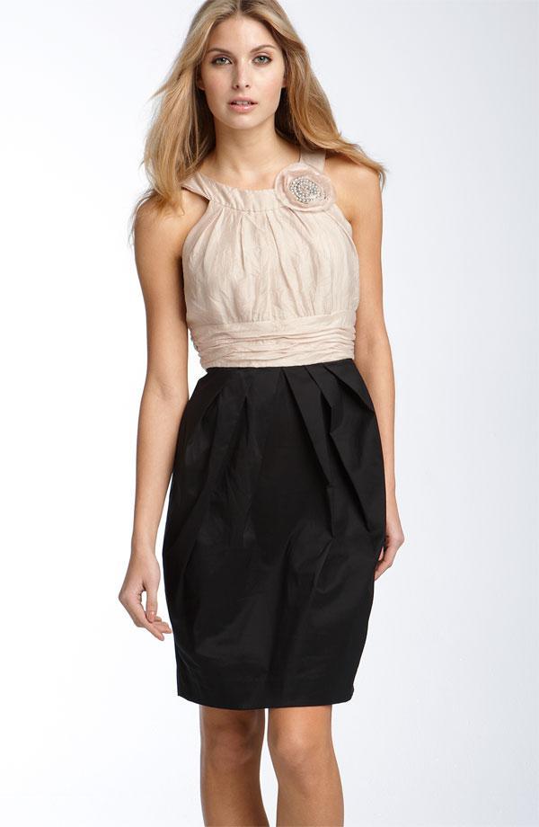 Two-tone-nude-and-black-chic-sophisticated-bridesmaid-dress.full
