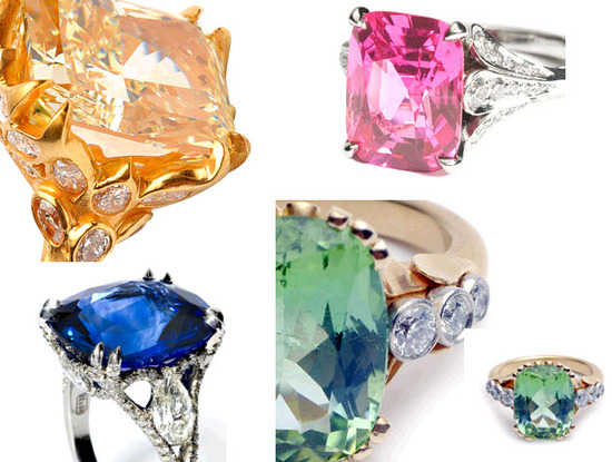 photo of Hollywood Style Trend Report: Engagement Rings- Colored Gemstones, Platinum Settings