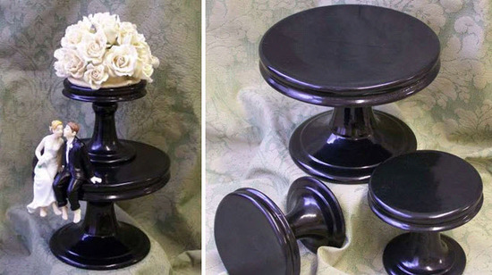 photo of Chic modern black handmade wedding cake stands