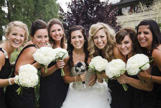 photo of Modern Black and White Real Wedding with Purple Accents