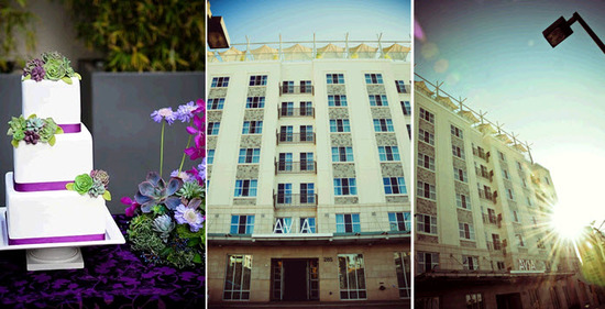 Long Beach, California wedding venue (Avia Hotel) and stunning modern fondant wedding cake