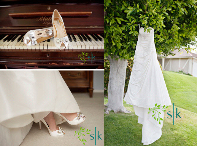 White-satin-peep-toe-bridal-heels-white-rhinestone-brooch-white-strapless-aline-wedding-dress-hangs-on-tree-outside.full
