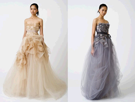 Daring 2011 Vera Wang wedding dresses- blush, nude, grey and purple hues, clouds of tulle