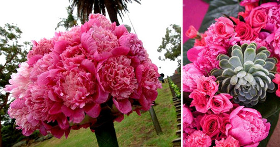 photo of Wedding Flower Friday: Pink Monochromatic Pave Style Floral Arrangements