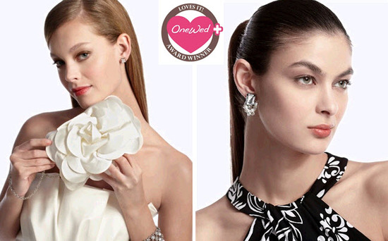 Gorgeous white bridal clutch and bling-worthy earrings from White House Black Market