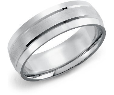 Beautiful double inlay white gold wedding band from Blue Nile