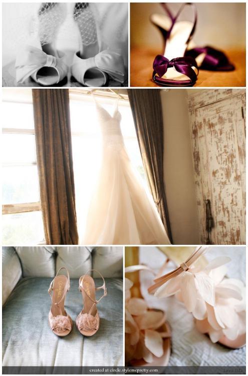 Bridal shoes, shoes and more shoes- lovely cream peep toes with beautiful bow, wine-colored slip on