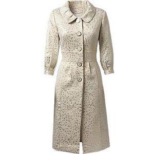 Three-fourths-sleeve-jacquard-coat-dress-vintage-ivory-champagne-large-buttons-for-winter-wedding.full