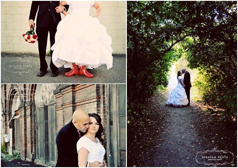 White-conservative-wedding-dress-white-red-roses-bridal-bouquet-forest-red-polka-dot-boots.full