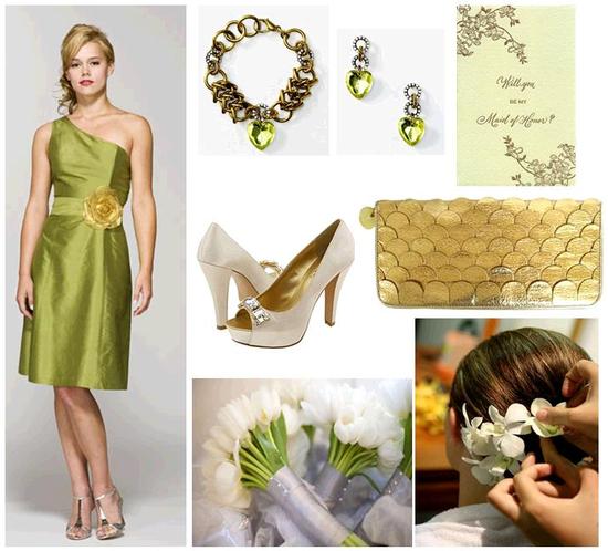 photo of Green Means Go: Lovely Greens, Creams and Golds for your Bridesmaids!