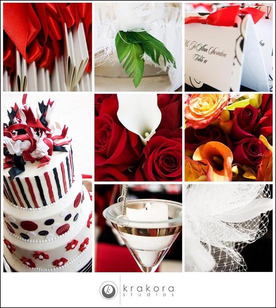 photo of Beautiful Red and Black Wedding Inspired By Couple's Alma Mater!