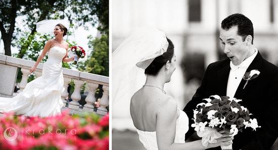 photo of Beautiful Red and Black Wedding Inspired By Couple's Alma Mater!