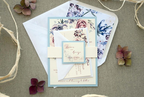 Blue wedding invitations