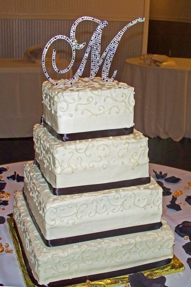 photo of Ivory & Black with Sparkling Cake Topper