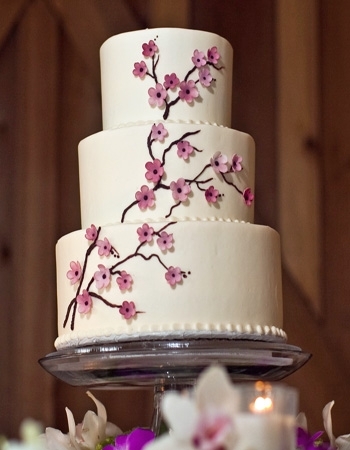 photo of Classic Cherry Blossom Wedding Cake
