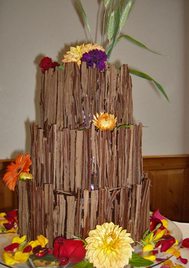 Whimsical-three-tier-chocolate-brown-wedding-cake-tree-bark-flowers.full