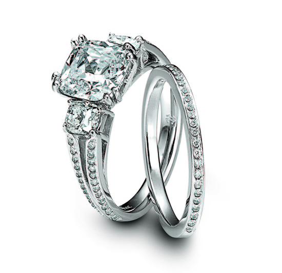 photo of Ring Set: Judith Conway, Princess Cut Center Diamond, Platinum