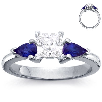 photo of Engagement Ring: 2 Pear-Shaped Sapphires, Platinum