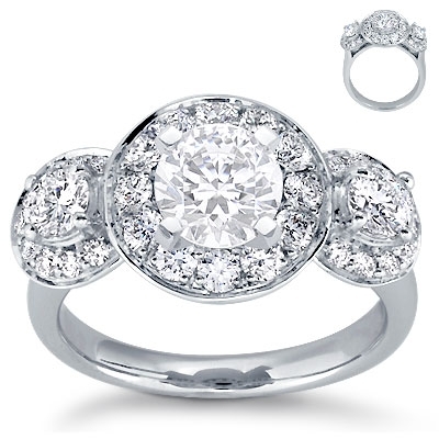 photo of Engagement Ring: Halo Heirloom, Pave Diamonds, Platinum